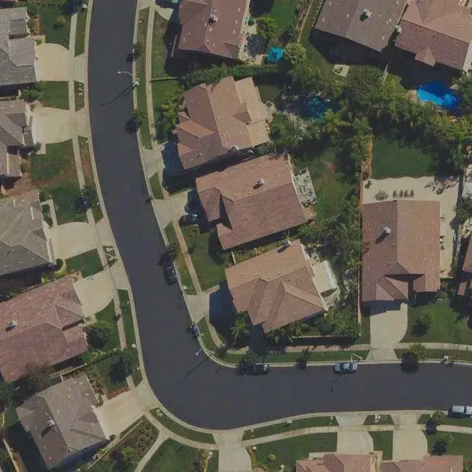 top-down view of housing estate